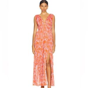 NWT ASTR The Label Pescadero Dress in Red Orange Abstract